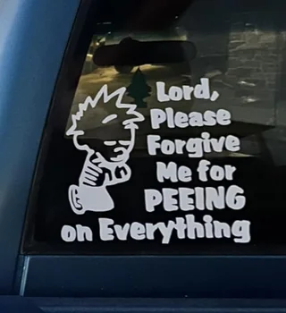 A funny bumper sticker on a car window